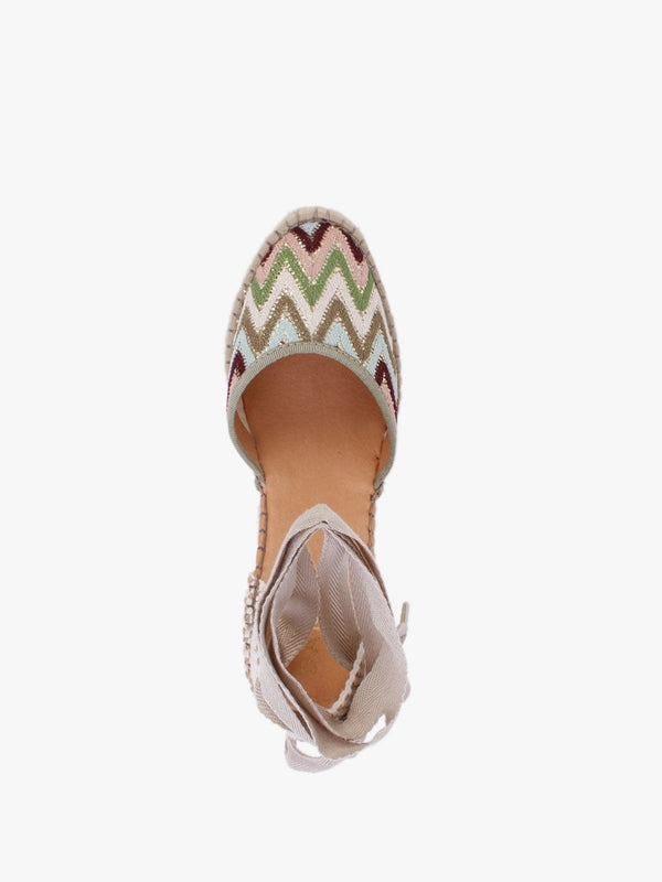 Marken Blue Multicoloured Zig Zag Wedge Espadrilles