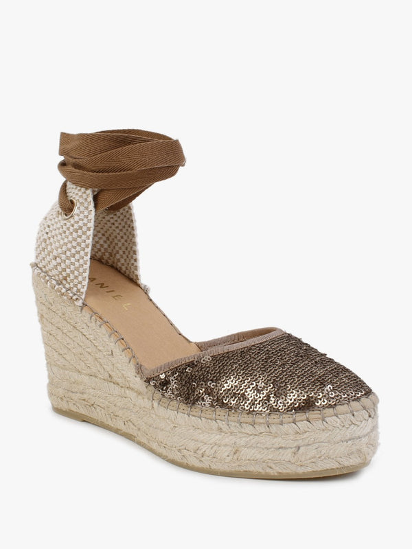Marken Bronze Sequin Wedge Espadrilles