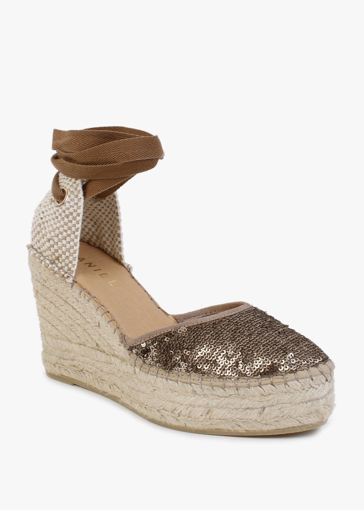 Marken Bronze Sequin Wedge Espadrilles