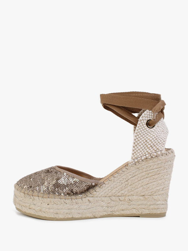 Marken Bronze Sequin Wedge Espadrilles
