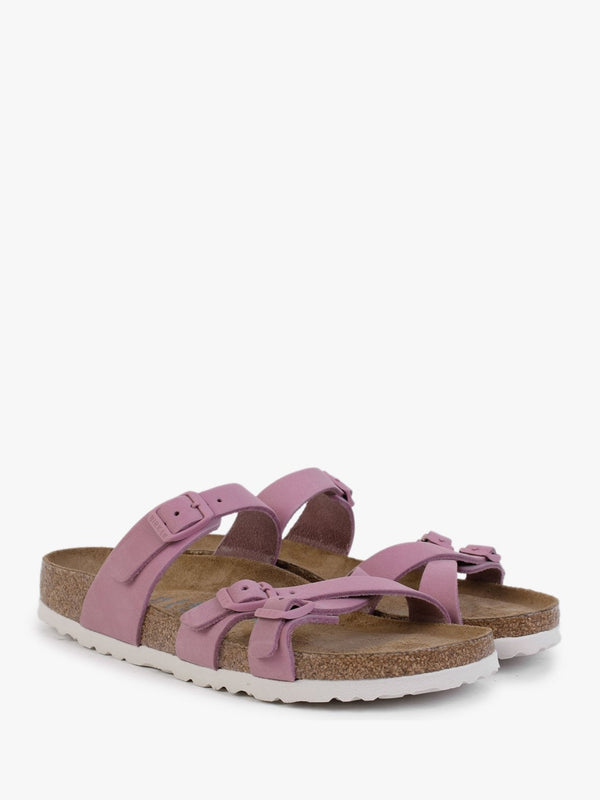 Franca Orchid Nubuck Leather Cross Strap Mules