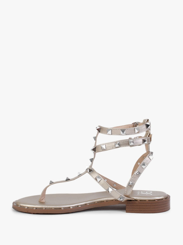 Cube Gold Square Studded Gladiator Sandals