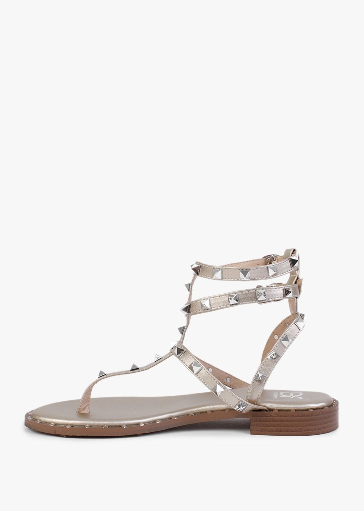 Cube Gold Square Studded Gladiator Sandals