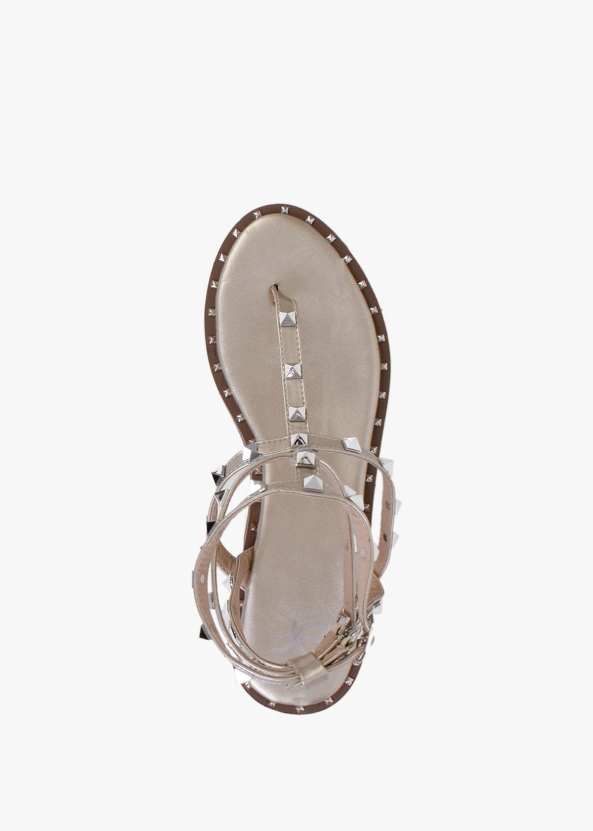 Cube Gold Square Studded Gladiator Sandals