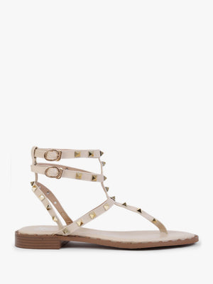 Cube Beige Square Studded Gladiator Sandals