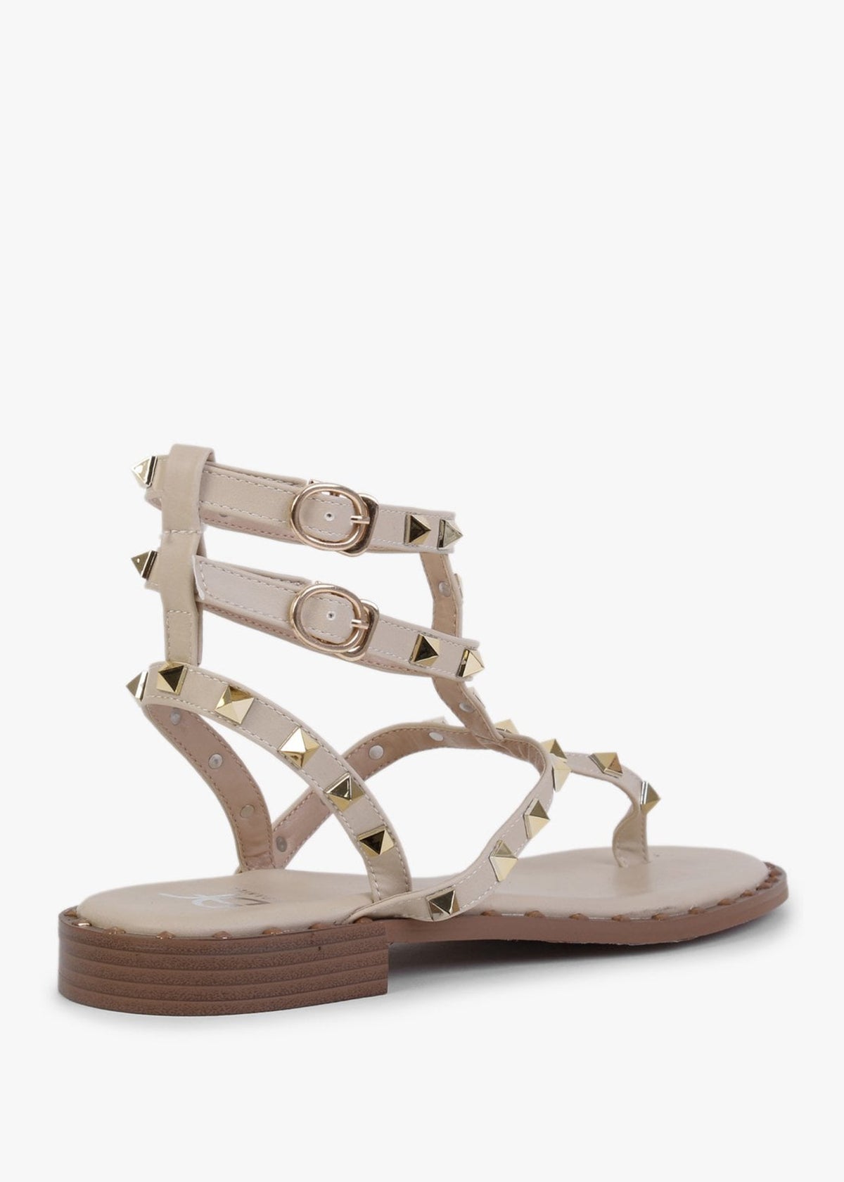 Cube Beige Square Studded Gladiator Sandals