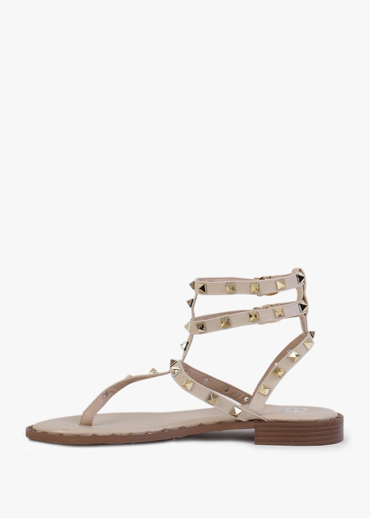 Cube Beige Square Studded Gladiator Sandals