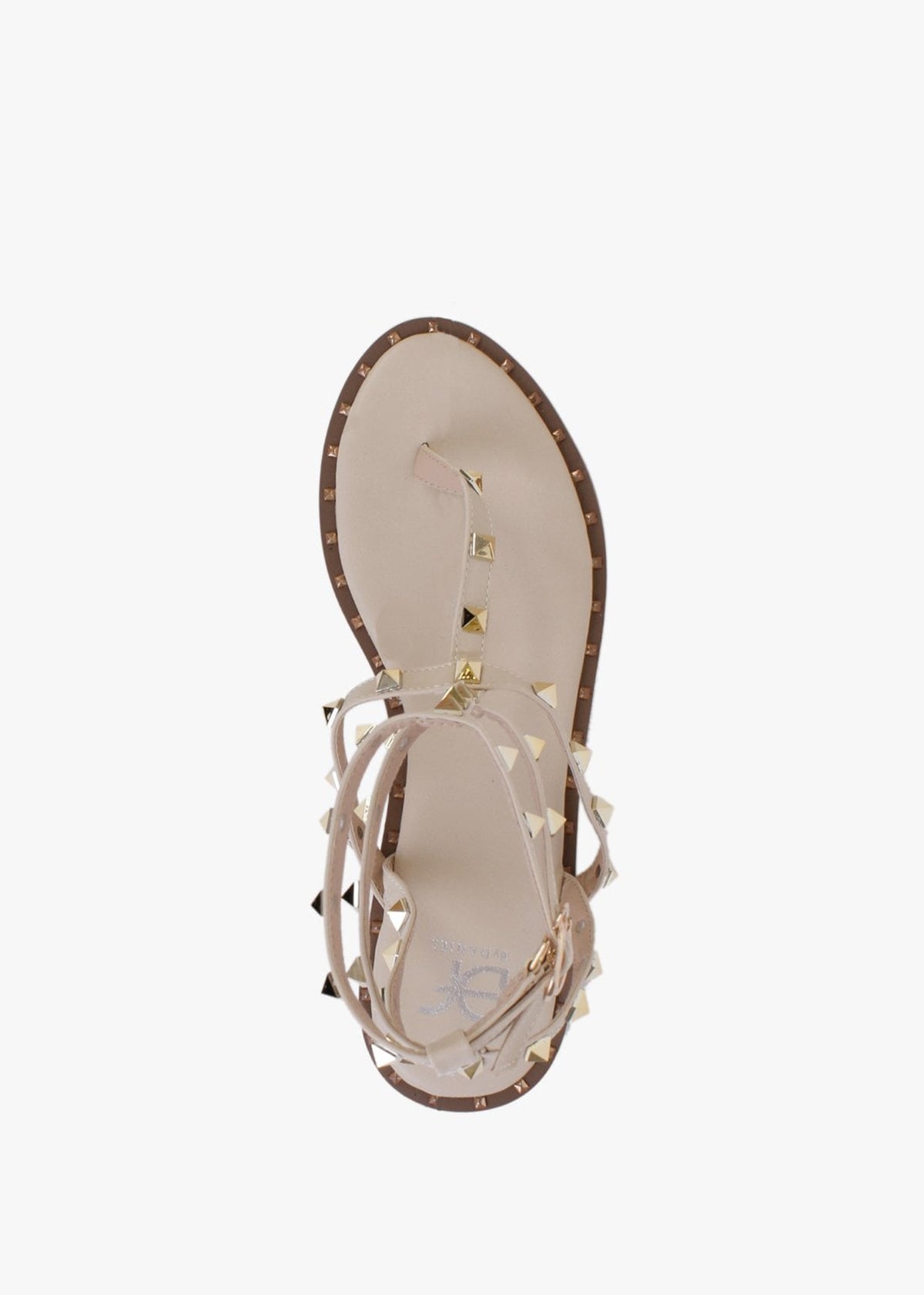 Cube Beige Square Studded Gladiator Sandals