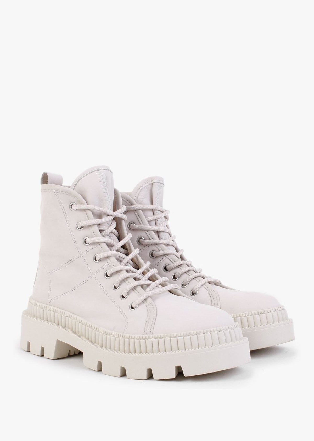 Porcini White Leather Ankle Boots