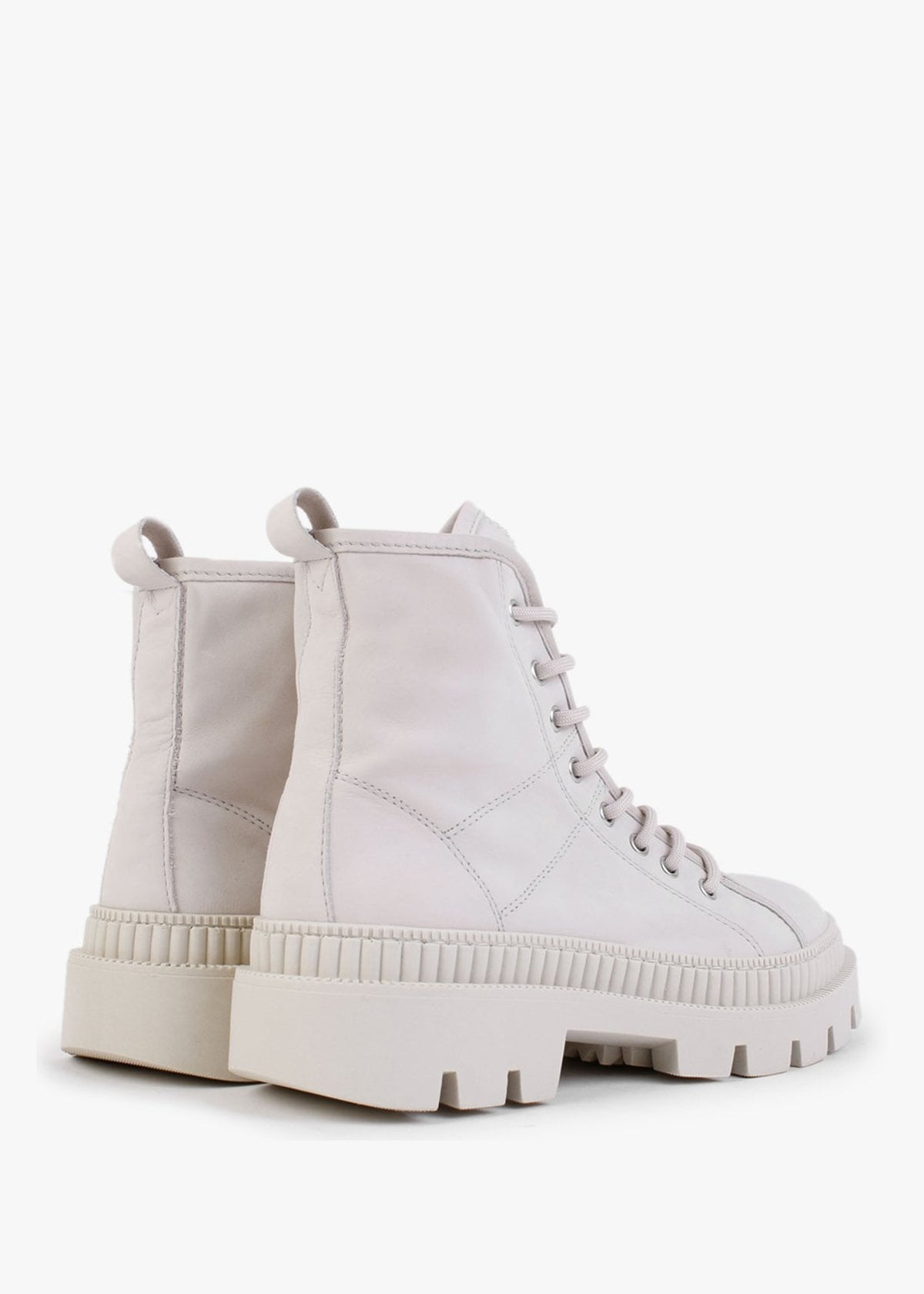 Porcini White Leather Ankle Boots
