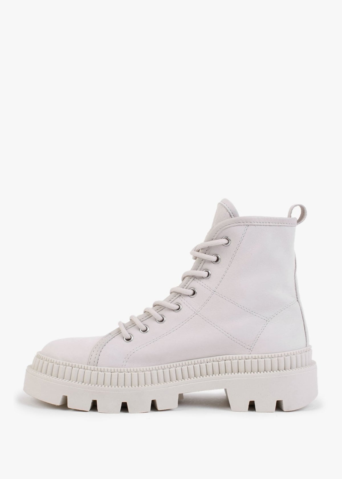 Porcini White Leather Ankle Boots