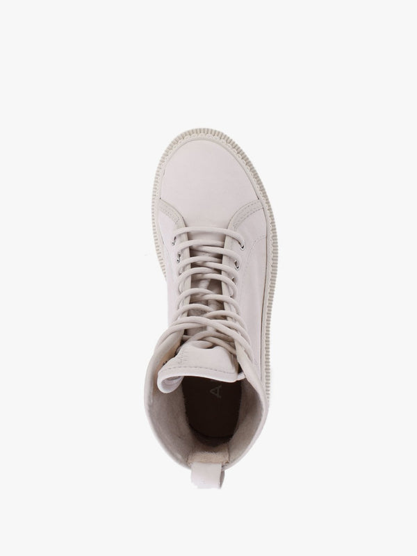 Porcini White Leather Ankle Boots