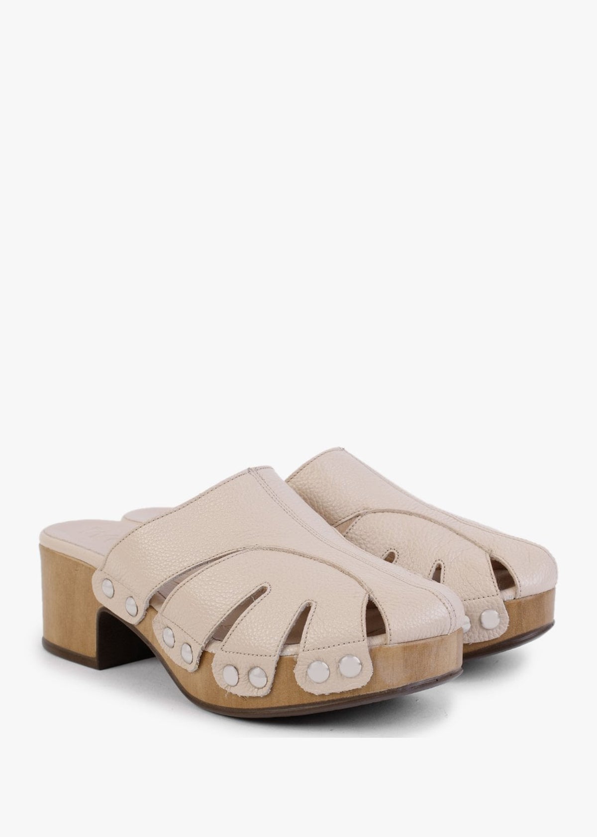Tonic Nude Leather Cutaway Heeled Mules