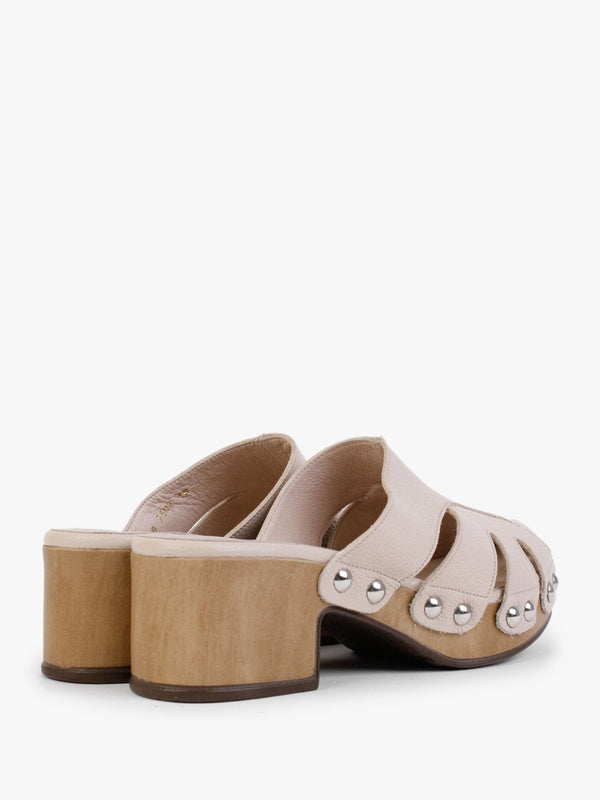 Tonic Nude Leather Cutaway Heeled Mules