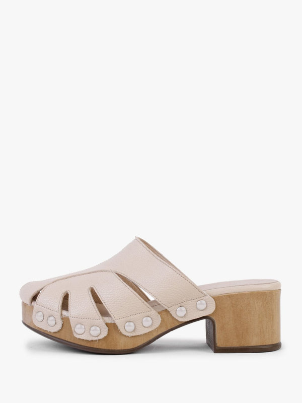 Tonic Nude Leather Cutaway Heeled Mules