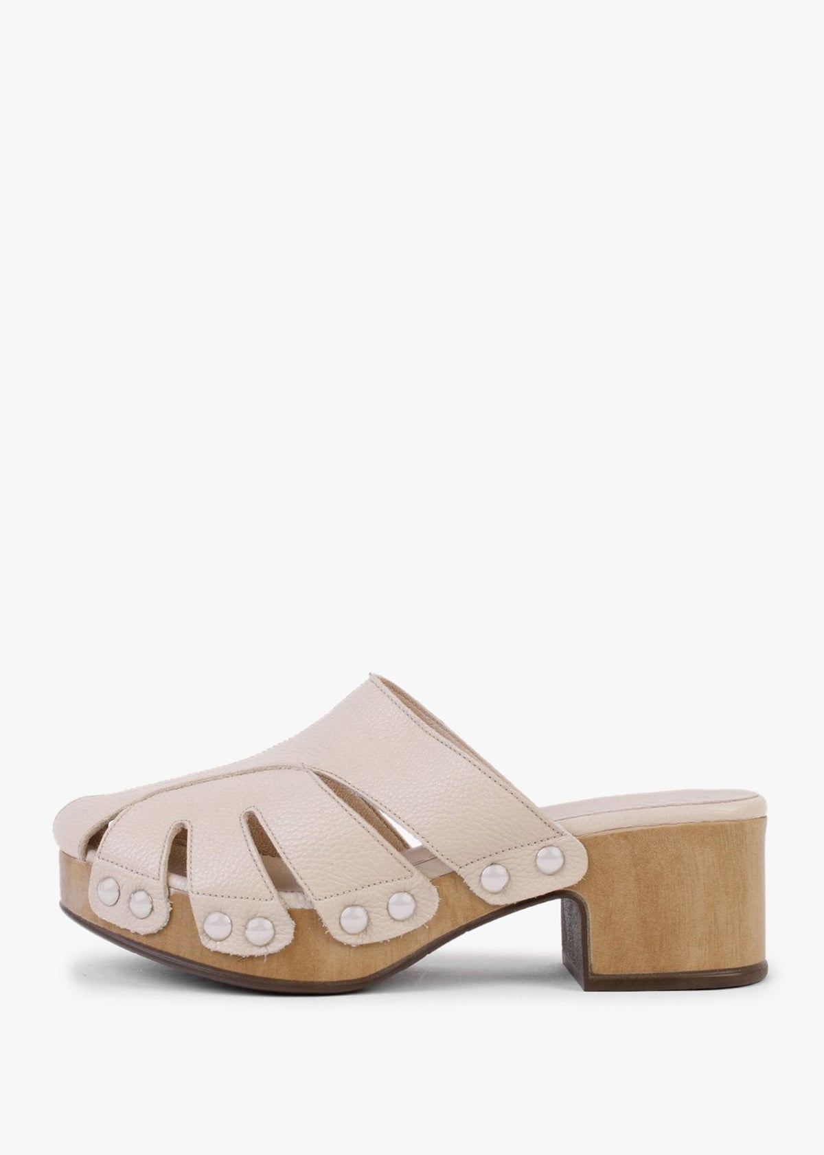 Tonic Nude Leather Cutaway Heeled Mules