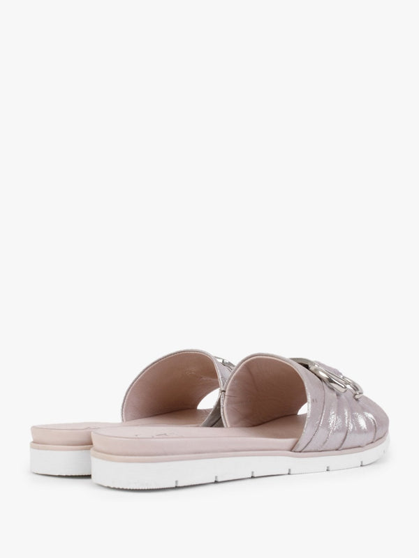Organtia Taupe Leather Shimmer Mules