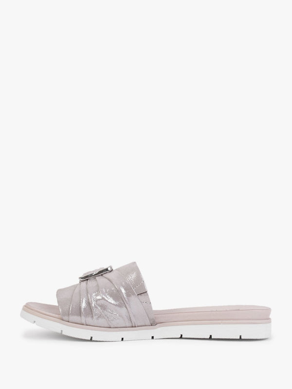 Organtia Taupe Leather Shimmer Mules