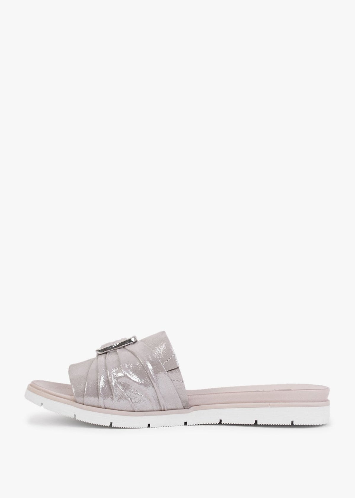 Organtia Taupe Leather Shimmer Mules