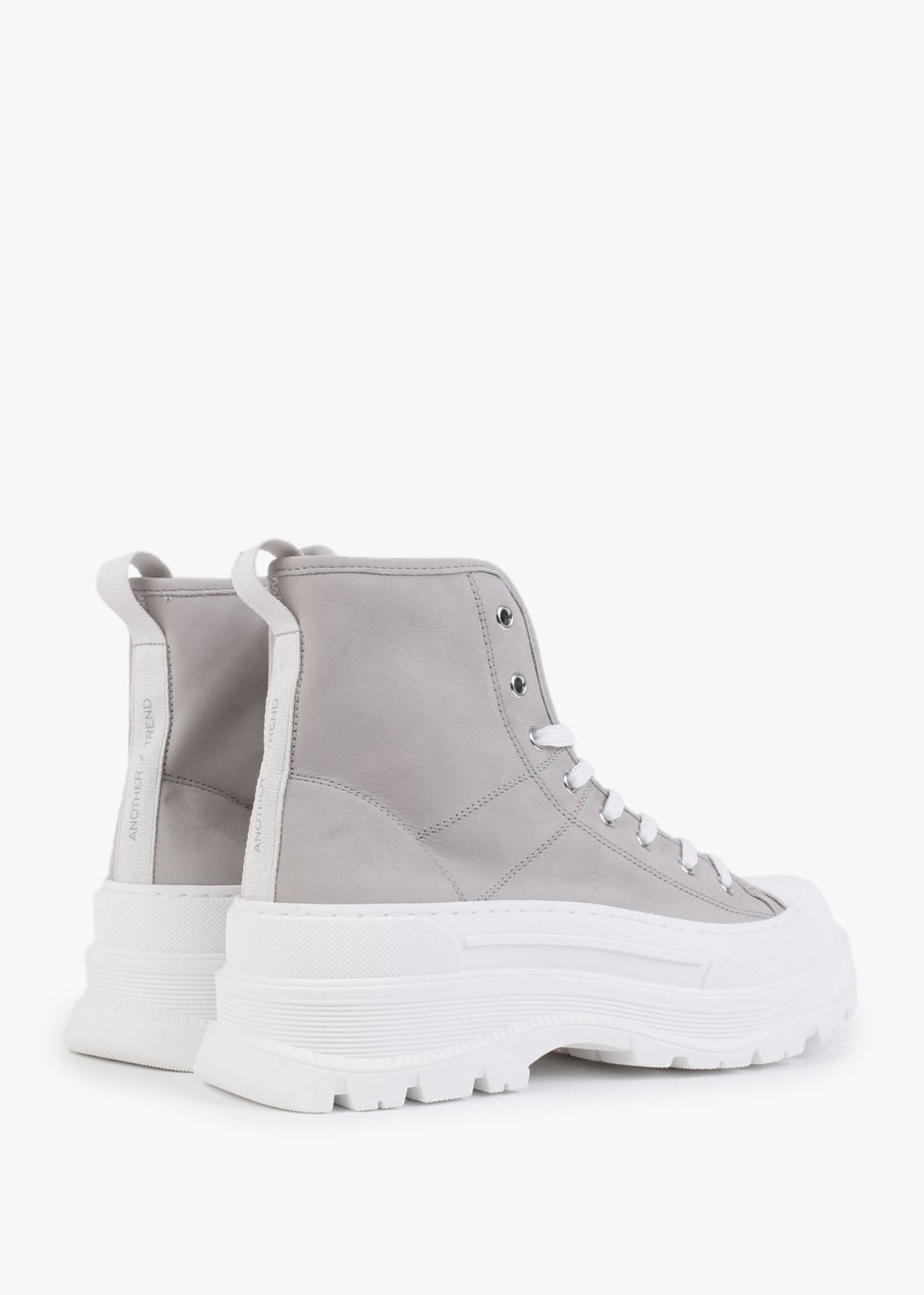 Spelt Grey Leather Chunky Ankle Boots