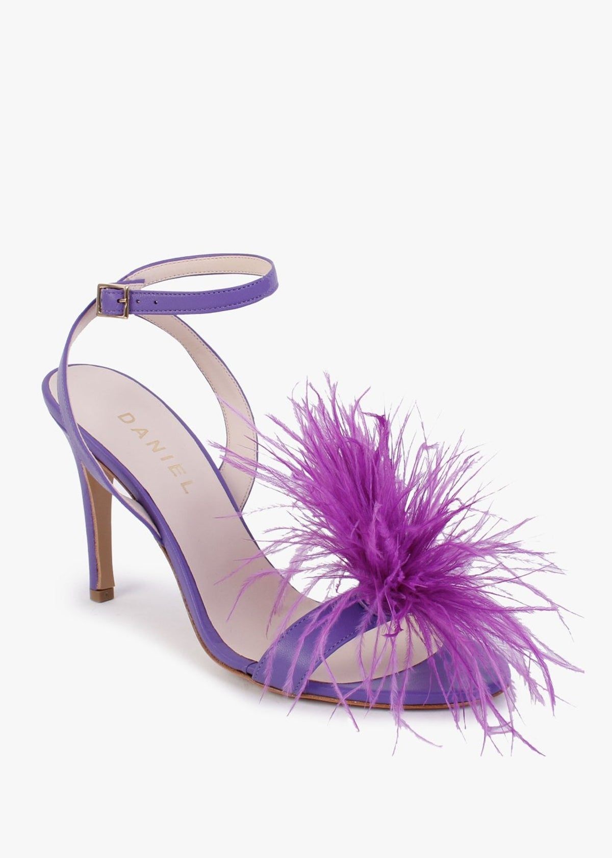 Anost Purple Leather Feather Heeled Sandals