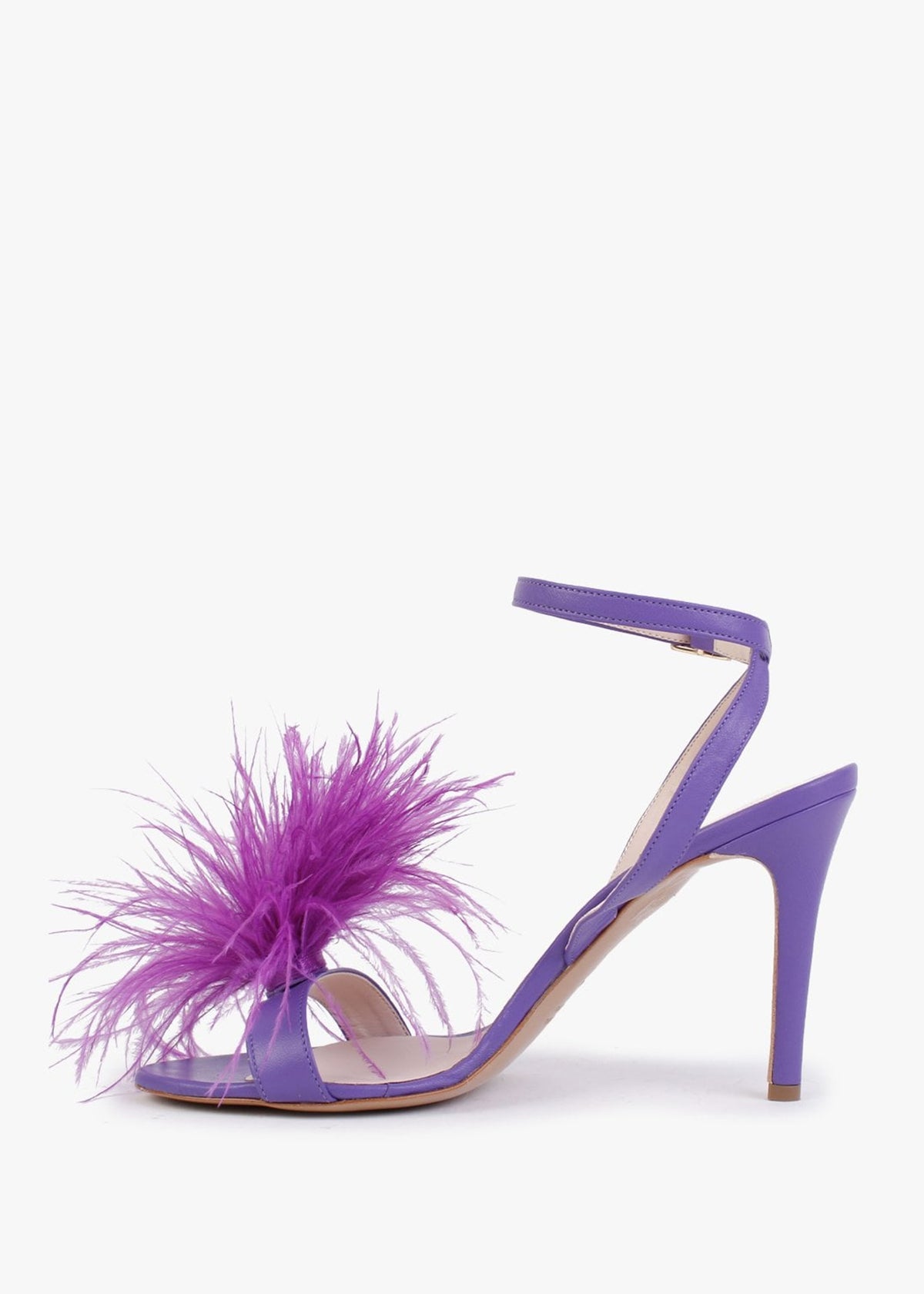 Anost Purple Leather Feather Heeled Sandals