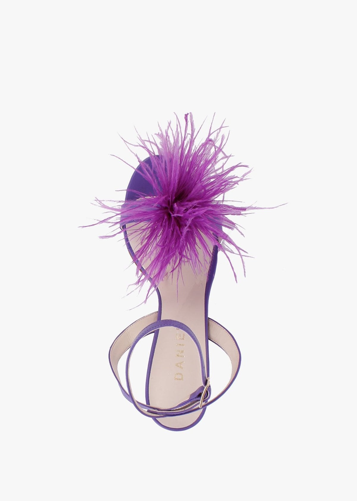 Anost Purple Leather Feather Heeled Sandals