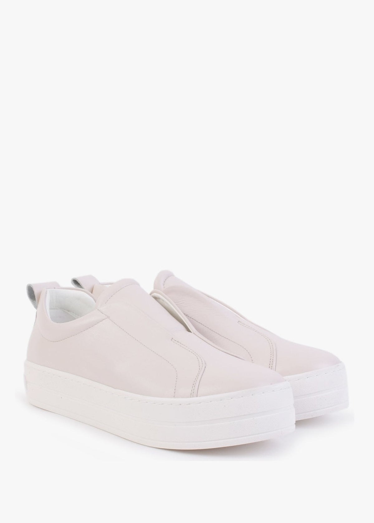 Slippy Beige Leather Laceless Trainers