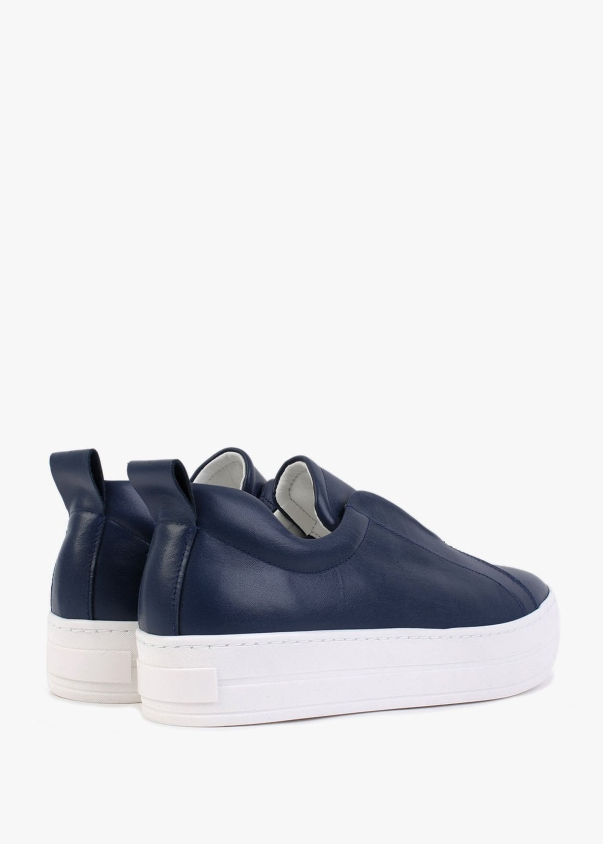 Slippy Navy Leather Laceless Trainers