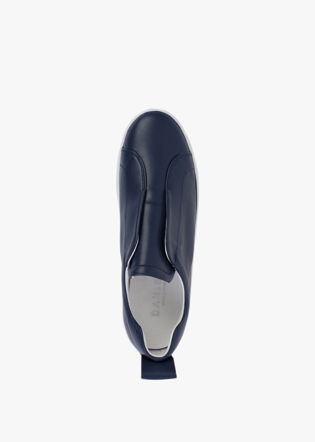 Slippy Navy Leather Laceless Trainers