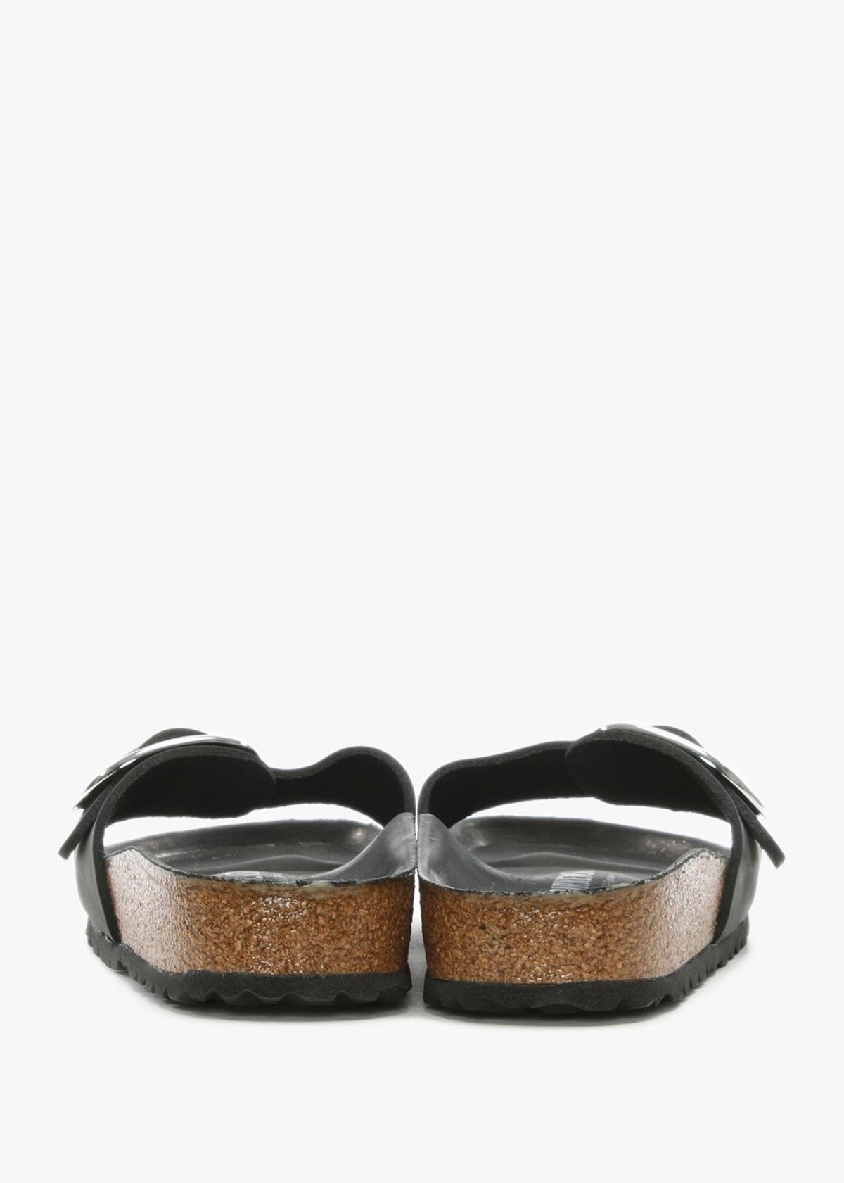 Madrid Big Buckle Black Leather Mules