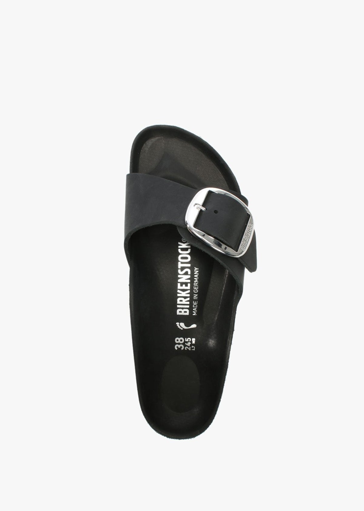 Madrid Big Buckle Black Leather Mules