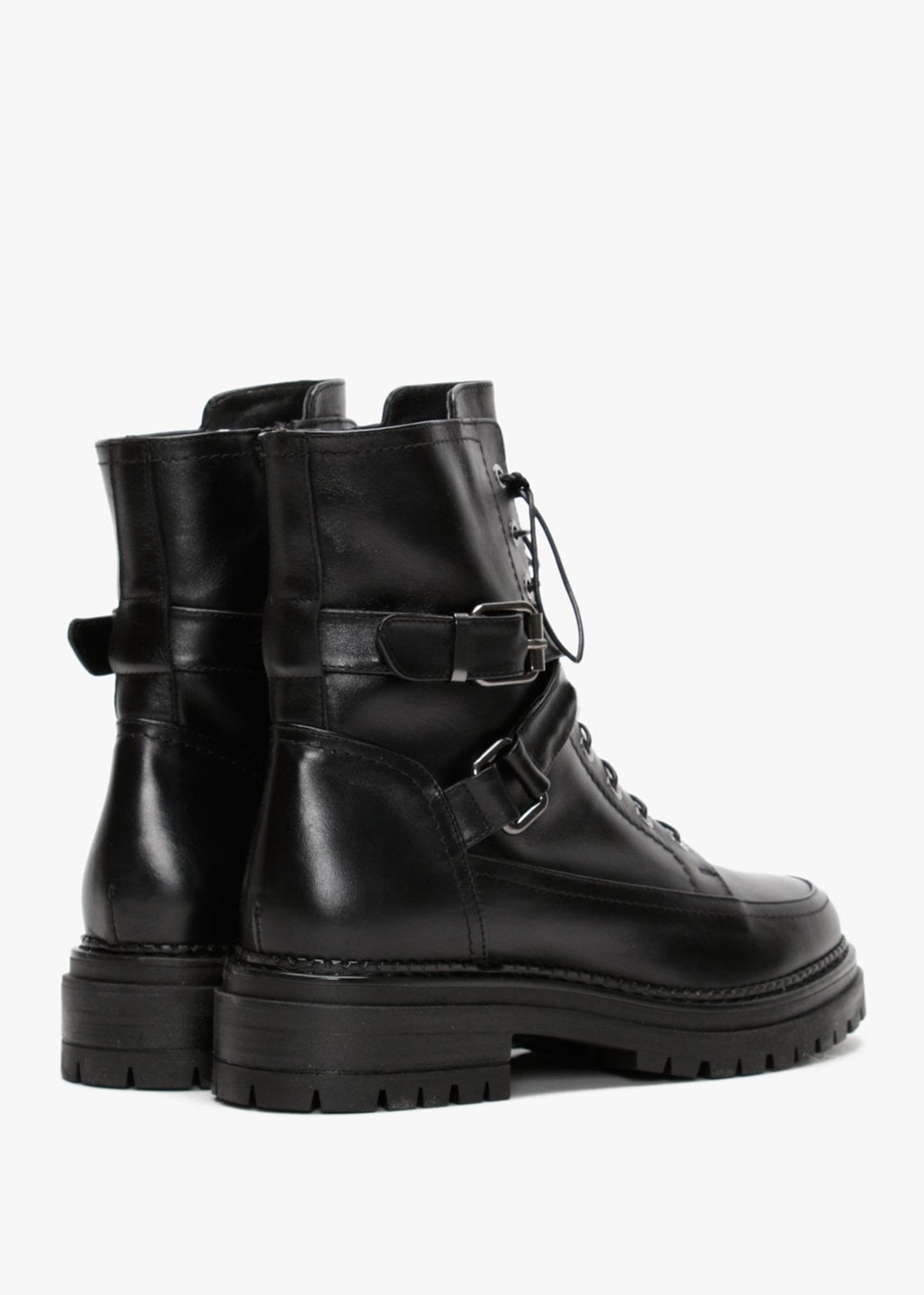 Nivello Black Leather Biker Boots