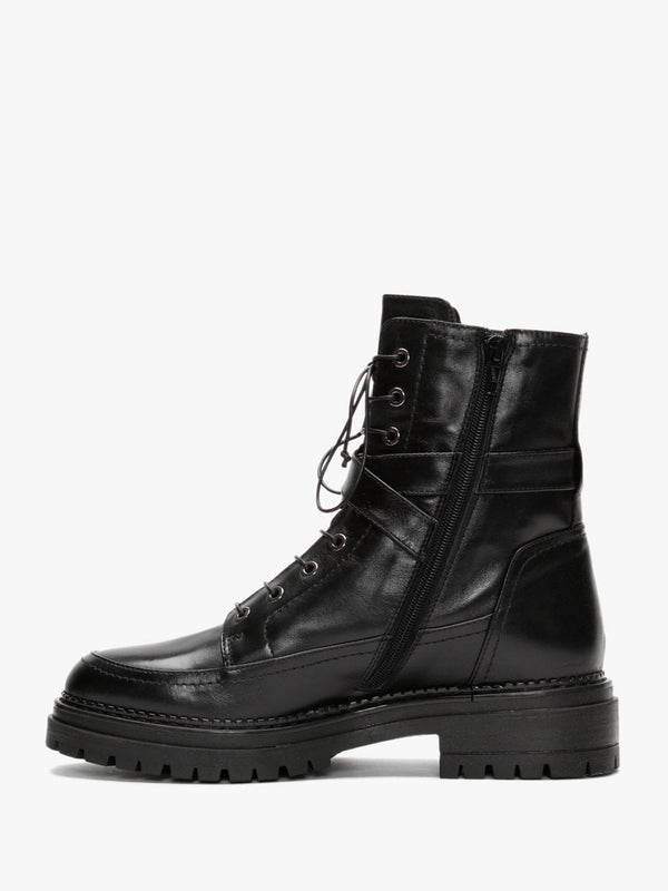 Nivello Black Leather Biker Boots
