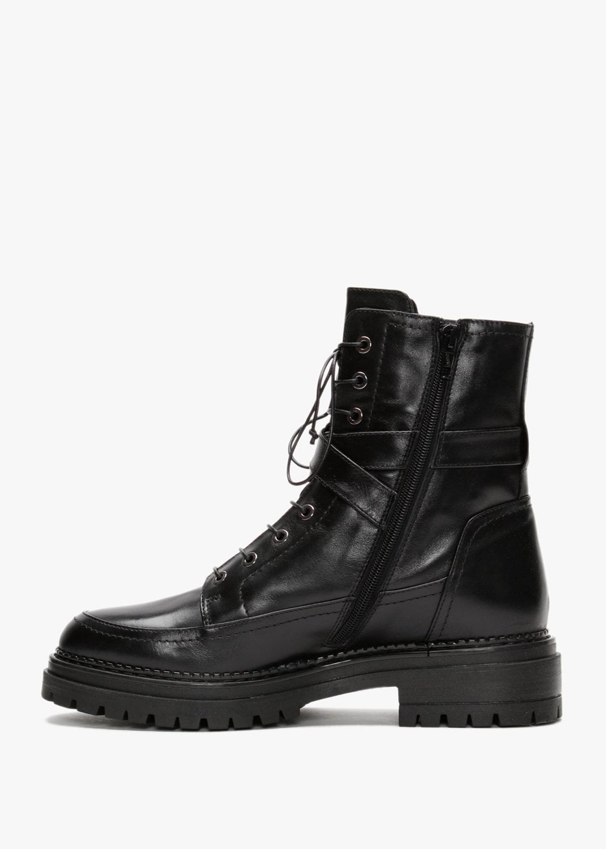 Nivello Black Leather Biker Boots