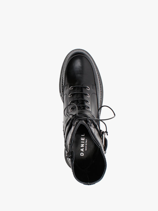 Nivello Black Leather Biker Boots