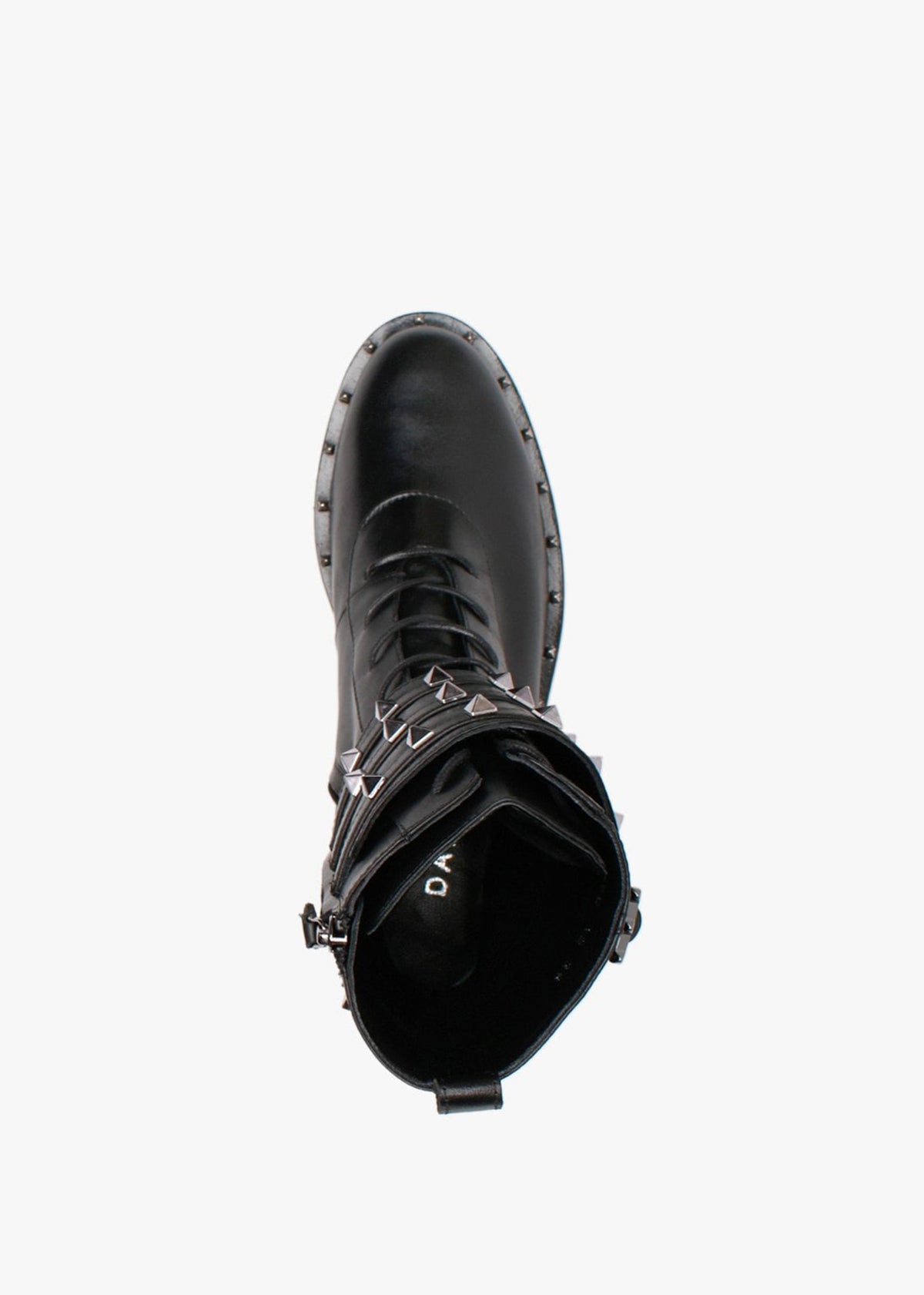 Plano Black Leather Studded Biker Boots