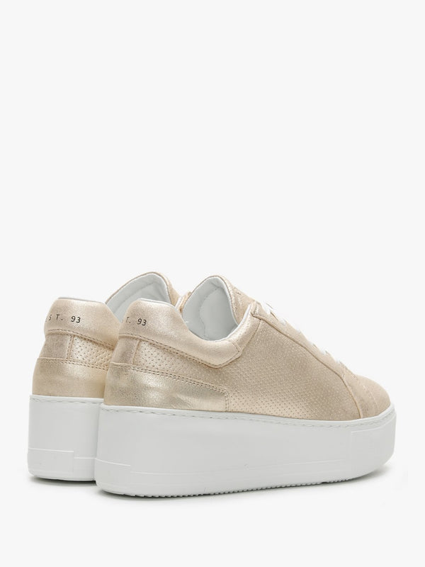 Sibley Gold Leather Perforated Flatform Trainers