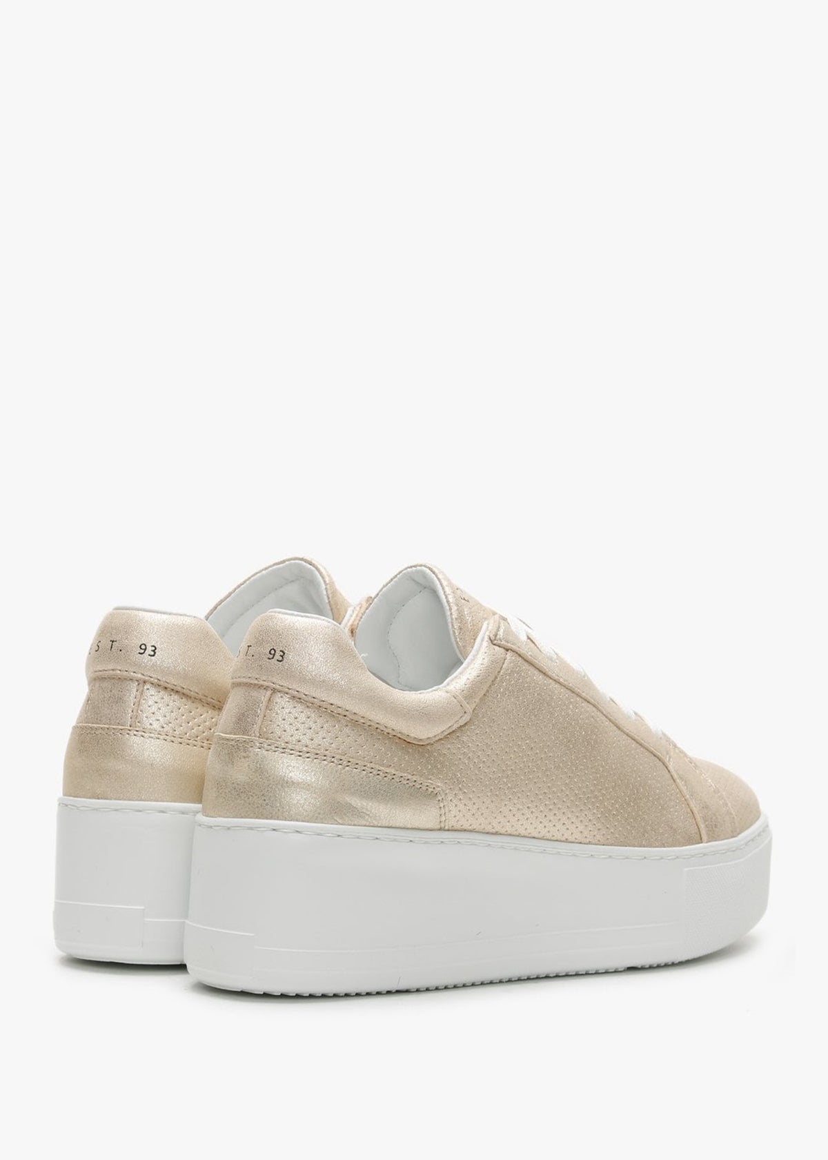 Sibley Gold Leather Perforated Flatform Trainers