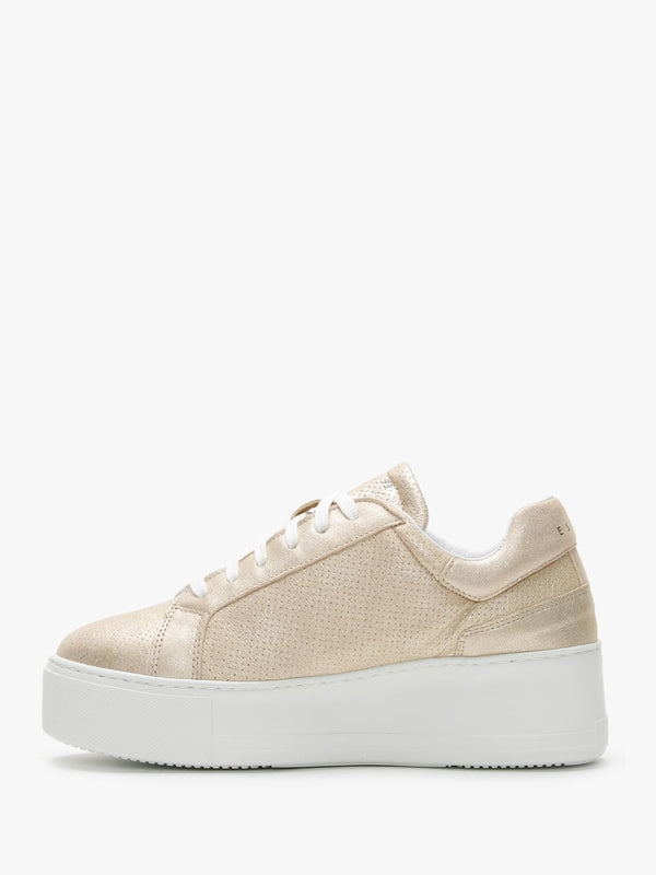Sibley Gold Leather Perforated Flatform Trainers