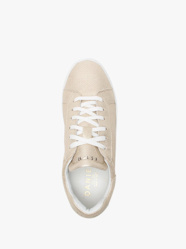 Sibley Gold Leather Perforated Flatform Trainers