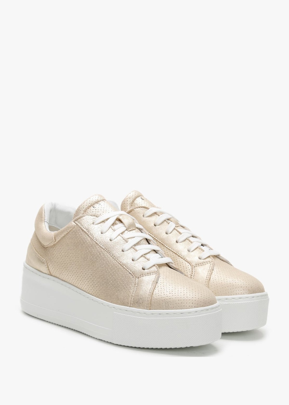 Sibley Gold Leather Perforated Flatform Trainers