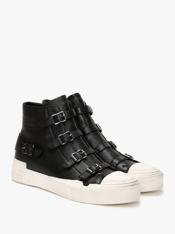 Gang Black Gunmetal Leather High Top Trainers
