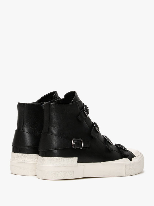 Gang Black Gunmetal Leather High Top Trainers