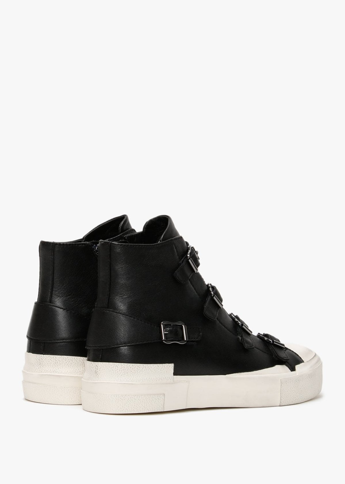 Gang Black Gunmetal Leather High Top Trainers