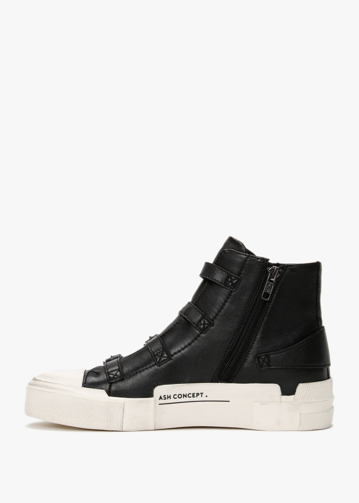 Gang Black Gunmetal Leather High Top Trainers