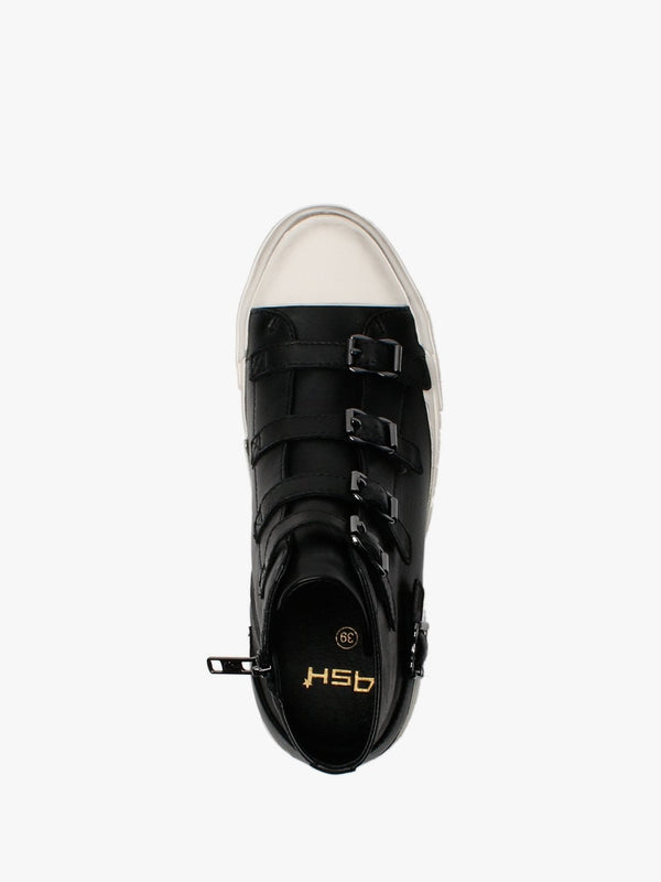 Gang Black Gunmetal Leather High Top Trainers