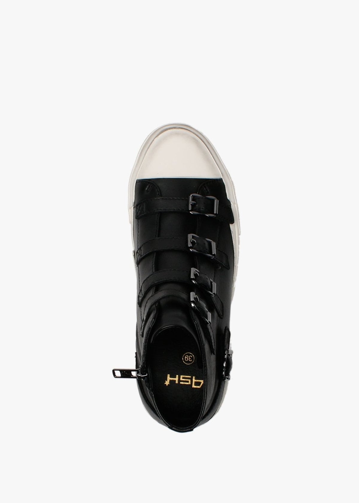 Gang Black Gunmetal Leather High Top Trainers