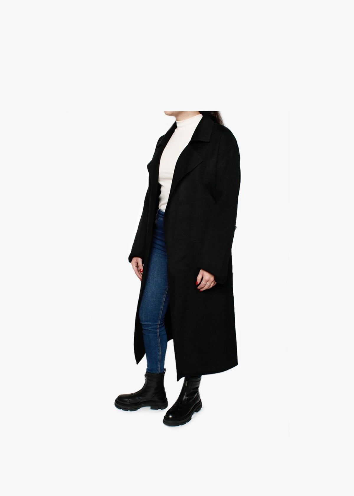 Firenze Black Wool Longline Coat