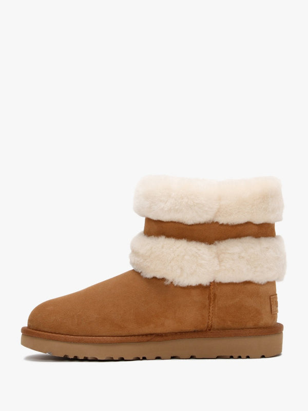 Fluff Mini Belted Chestnut & Natural Twinface Boots